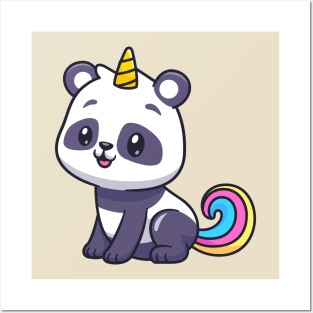 Cute Panda Unicorn Cartoon Posters and Art